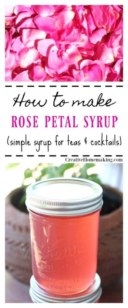 Rose Simple Syrup, Rose Petal Recipes, Rose Syrup Recipe, Rose Syrup, Rose Simple, Edible Flowers Recipes, How To Make Rose, Cocktail Syrups, Simple Syrup Recipes