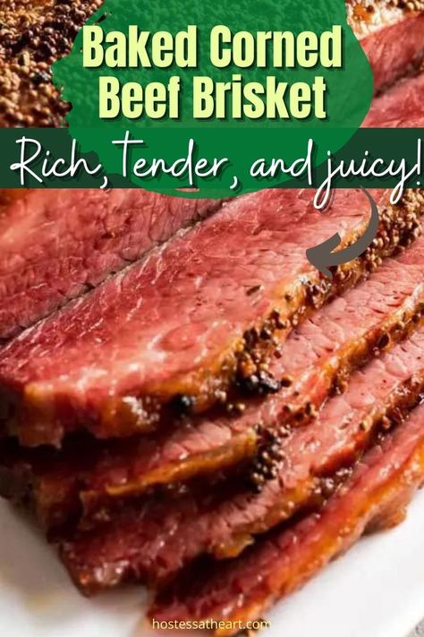 Baked Corned Beef Brisket, Cooking Corned Beef Brisket, Roasted Corned Beef, Baked Corned Beef, Easy Oven Recipes, Cooking Corned Beef, Corn Beef, Beef Brisket Recipes, Corned Beef Brisket