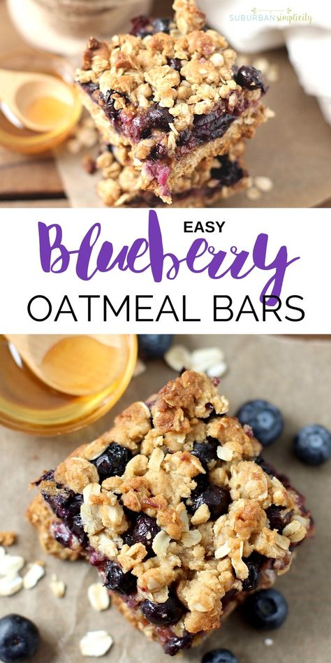 Healthy Oatmeal Bars, Easy Oatmeal Bars, Blueberry Oatmeal Bars, Oatmeal Bars Healthy, Oatmeal Breakfast Bars, Easy Oatmeal, Blueberry Oatmeal, Blueberry Breakfast, Dessert Aux Fruits