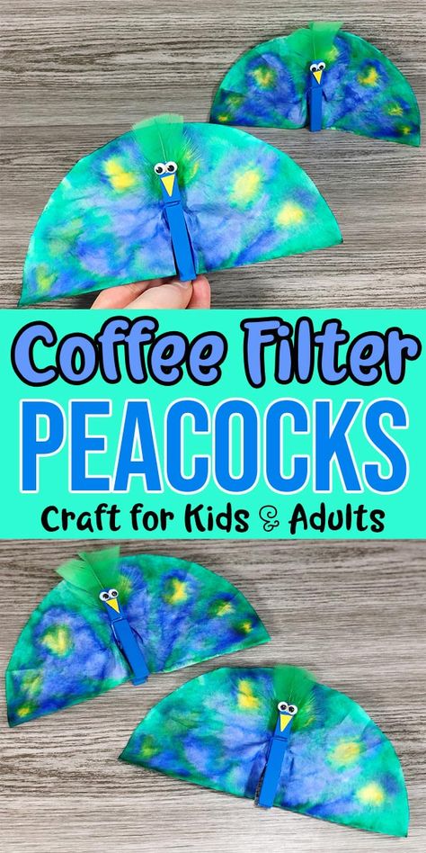 Peacock Kindergarten Craft, Coffee Filter Peacock Craft, Pandas, Animal Craft Activities, Peacock Art Preschool, Coffee Filter Peacock, Peacock Preschool Activities, P Is For Peacock Craft, Birds Craft Preschool