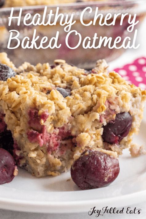 Essen, Cherry Oatmeal Muffins, Cherry Recipes Healthy, Cherry Oatmeal Bars, Trim Healthy Mama Breakfast, Oatmeal Bars Healthy, Cherry Oatmeal, Thm E, Oatmeal Bites