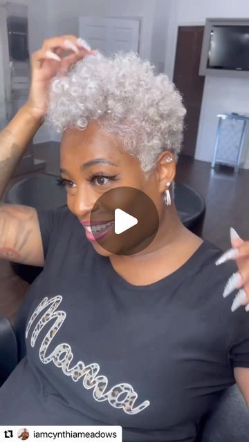 Platinum Natural Hair, Natural Short Grey Hair For Black Women, Natural Grey Short Hairstyles, Grey Hair Braids African American, Gray Dyed Hair Black Women, Short Styles For Fine Hair Older Women, Short Hairstyles For Naturally Curly Hair, Platinum Natural Hair Black Women, Short Gray Natural Hairstyles