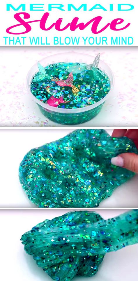 AMAZING DIY mermaid slime! Easy slime recipe full of glitter and sparkle. Great DIY slime activity for kids. Amigurumi Patterns, Slime Easy, Mermaid Slime, Easy Slime Recipe, Diy Mermaid, Easy Slime, Mermaid Crafts, Diy Tumblr, Slime For Kids