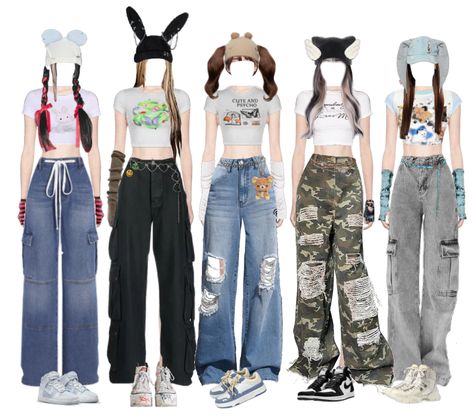 [ NewJeans - OMG Outfits ] outfit ideas | k-pop Stage outfit #girlgroup #kpop #nmixx #aespa #Itzy #blackpink #denim Newjeans Omg Stage Outfits, Kpop Concert Outfits, Newjeans Omg, Kostum Halloween, Korean Outfits Kpop, Kpop Concert Outfit, Preformance Outfits, Swaggy Outfits, Kpop Fashion Outfits