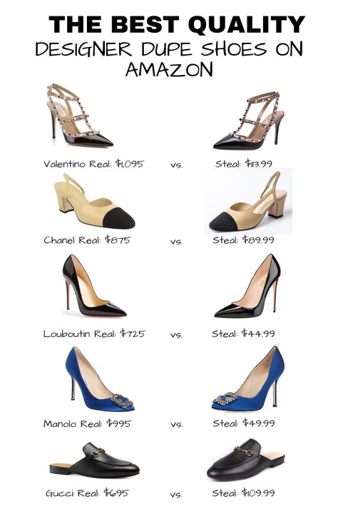 A round-up of the most classic designer styles and their killer steals! These shoes on Amazon definitely passed the test in terms of quality and price. Sneakers On Amazon, Elegant Shoes Flat, Money Luxury, Amazon Shoes, Luxury Heels, Mode Shoes, Work Shoes Women, Classy Shoes, Luxury Shoes Women