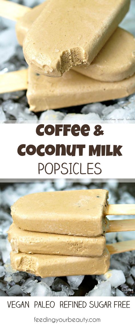 Coffee and Coconut Milk Popsicles – Feed Your Beauty Ice Lolly Recipes, Coconut Milk Popsicles, Milk Popsicles, Coffee Popsicles, Coconut Milk Recipes, Coconut Coffee, Low Carb Snack, Popsicle Recipes, Think Food