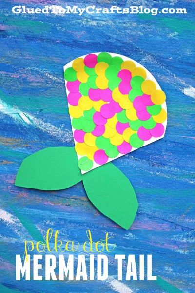 Polka Dot Mermaid Tail - Kid Craft Idea made with supplies from Dollar Tree! June Crafts, Under The Sea Crafts, Mermaid Crafts, Summer Camp Crafts, Summer Preschool, Sea Crafts, Ocean Crafts, Kid Craft, Daycare Crafts