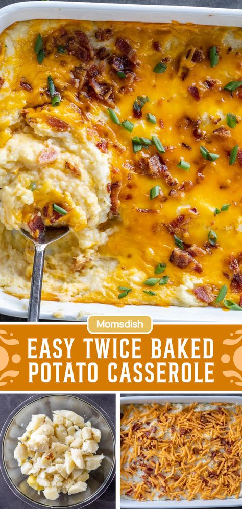 Bake Twice Mashed Potatoes, Different Mashed Potatoes Recipe, Twiced Baked Mashed Potato Casserole, Mary Makes It Easy Twice Baked Potato Casserole, Supper Ideas Potatoes, Cheese And Bacon Potatoes, Gluten Free Twice Baked Potato Casserole, Double Baked Potatoes Casserole, Creamy Twice Baked Potatoes