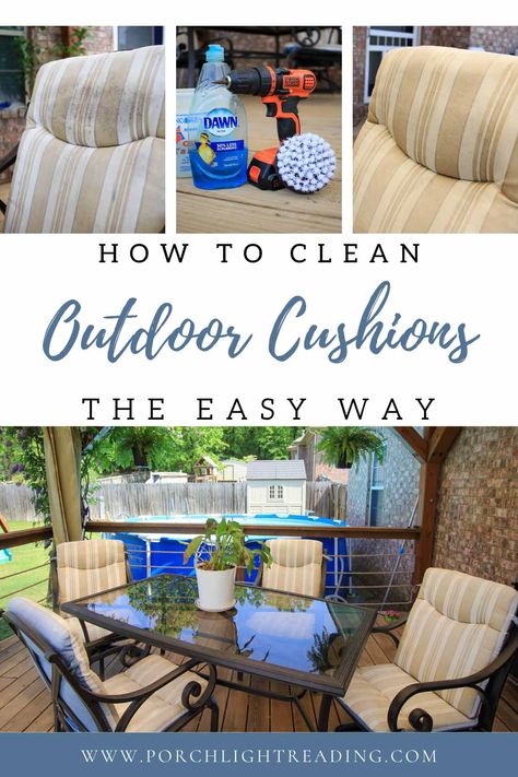 Wash Outdoor Cushions, How To Clean Outside Cushions, How To Clean Outdoor Cushions Fabrics, Cleaning Outdoor Furniture, Cleaning Patio Cushions, How To Clean Patio Cushions, How To Clean Outdoor Cushions, Store Outdoor Cushions, Clean Patio Cushions