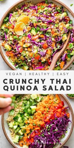 Quinoa Salad Healthy, Almond Dressing, Thai Quinoa Salad, Thai Quinoa, Resep Diet Sehat, Quinoa Recipes Healthy, Quinoa Salad Recipe, Gourmet Salad, Quinoa Salat