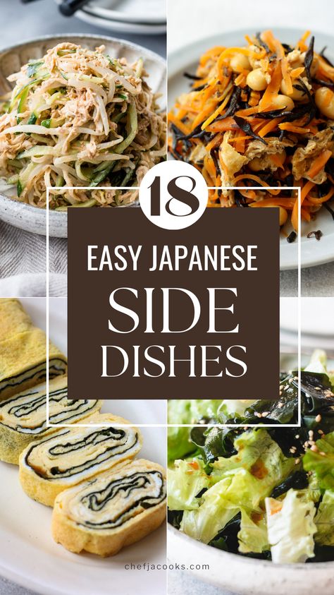 Japanese Side Dishes Simple, Japanese Food Side Dish, Japanese Dinner Vegetarian, Japanese Food Appetizers, Japanese Side Salad, Katsu Side Dish, Asian Food Side Dishes, Japanese Veggie Side Dish, Japanese Bento Side Dishes