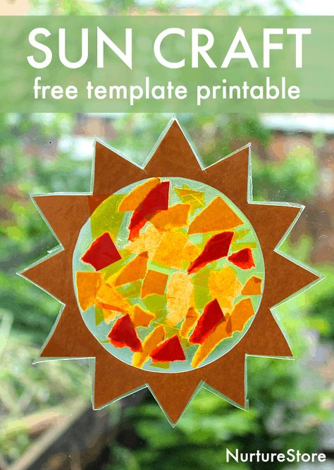 Sunset Craft Preschool, Sun Art And Craft Preschool, Sun Stands Still Bible Craft, Summer Sun Catcher Crafts For Kids, Sun Moon Stars Craft Preschool, Sun Catcher Templates Free Printable, Sun Prek Activities, Sun Catcher Crafts For Kids, Fun In The Sun Activities For Toddlers