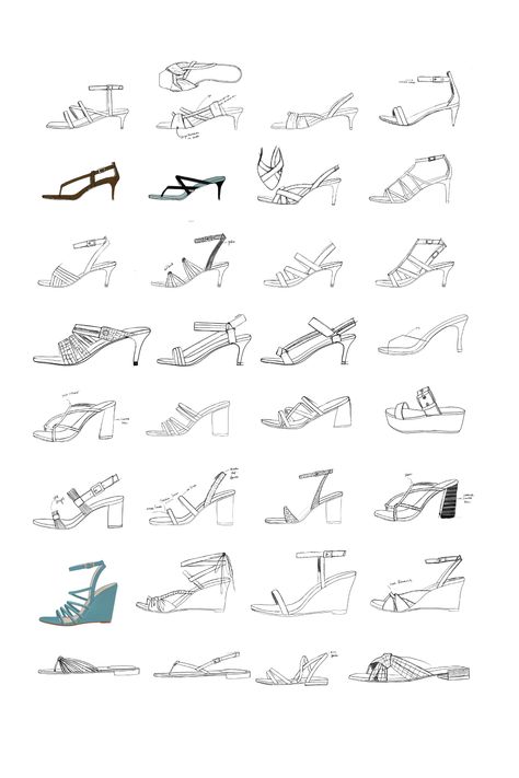 Shoe sandal sketches by shoe and accessory designer Nalini Arora. Check out the blog to read about the latest happenings in the studio. Croquis, Sandal Sketch Design, Shoes Drawing Design, Sandal Drawing Reference, Sandal Reference Drawing, Drawing Heels Front View, Heels Sketch Drawing, Accessory Design Sketches, Heels Design Sketch