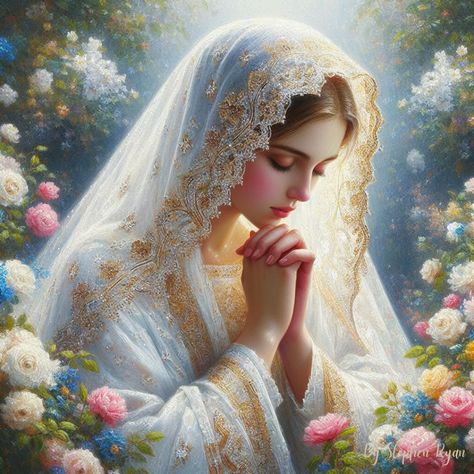 Virgin Mary Picture, Virgin Mary Painting, Roman Catholic Art, Mother Mary Pictures, مريم العذراء, Sacred Garden, The Temptations, Religious Photos, Blessed Mary