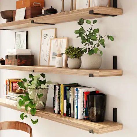 Search for Floating Shelves | Discover our Best Deals at Bed Bath & Beyond Floating Shelves Books, Living Pequeños, Shelves Around Tv, Wall Shelves Living Room, Long Floating Shelves, Floating Shelves Bedroom, Floating Bookshelf, Floating Shelves Living Room, Floating Shelf Decor