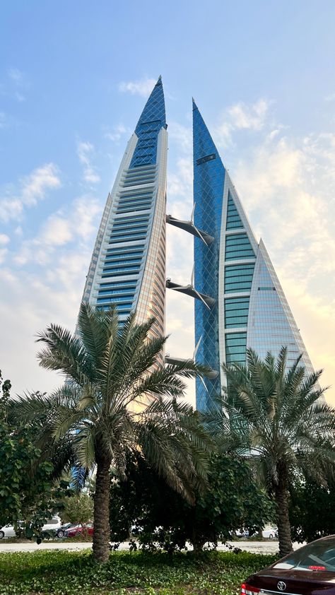 Windmill building, world trade centre in Manama Bahrain Sustainable Architecture, Bahrain City, Bahrain Manama, Manama Bahrain, Energy Logo, Trade Centre, Manama, World Trade, Modern Buildings