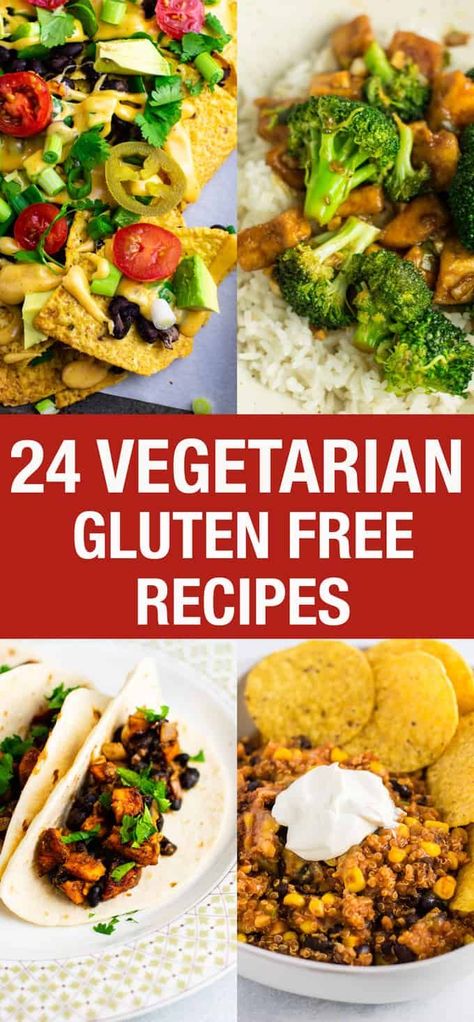 24 delicious vegetarian gluten free dinner recipe ideas! #vegetarian #glutenfree Vegetarian Recipes Gluten Free Dairy Free, Easy Dinner Recipes Vegetarian Dairy Free, Vegan No Gluten Recipes, Vegetarian Recipes Dinner Gluten Free, Vegan Dinner Recipes Gluten Free, Gluten Free Recipes For Dinner Vegetarian, Dinner Ideas Vegetarian Gluten Free, Gluten Dairy Free Vegan Recipes, Gluten Free Dairy Free Recipes Vegan