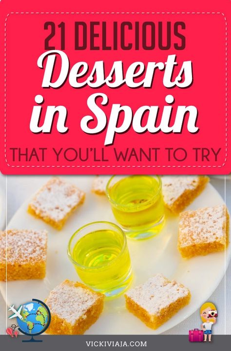 Let's get lost together in the world of Spanish desserts. In this article, an expat from Spain introduces you to the 21 best authentic desserts from Spain that you have to try while traveling Spain. Those traditional desserts from Spain are the perfect treat for all foodies and every sweet tooth #Vickiviaja Spain Desserts Traditional, Spanish Desserts Traditional, Spanish Desserts Easy, Spain Dessert, Spanish Desserts Spain, Food From Spain, Desserts From Spain, Foods From Spain, Spain Recipes