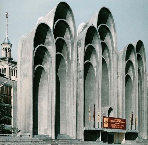 "Andropov's Ears" - O.Kalandarishvili and G. Potskhishvili, Tbilisi (1983) Futuristic Architecture, Brutalism Architecture, Concrete Architecture, Industrial Architecture, Living Modern, Brutalist Architecture, Amazing Buildings, Structure Architecture, Brutalism