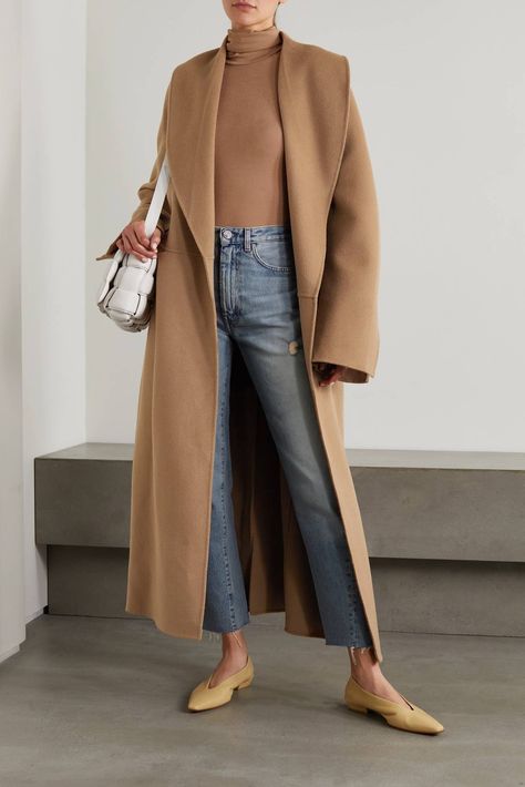 The 30 Best Camel Coats on the Market | Who What Wear Camel Coat Outfit Casual, Mantel Outfit, Belted Wool Coat, Camel Coat Outfit, Camel Wool Coat, Mode Mantel, Wool Wrap Coat, Mantel Beige, Beige Coat