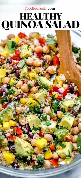 Quinoa Salad Avocado, Healthy Quinoa Salad, Salad With Chickpeas, Quinoa Recipes Healthy, Salad Avocado, Healthy Quinoa, Quinoa Salat, Avocado Salat, Vegetarian Salads