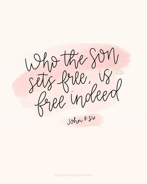 Mallory Drew Paul on Instagram: “Day 14 of #30daysofbiblelettering // “So is the son sets you free, you’ll be free indeed.” John 8:36” Who The Son Sets Free Is Free Indeed, John 8:36 Wallpaper, Christian Calligraphy, Chalkboard Sayings, John 8 36, Free Indeed, John 8, Christian Board, Girl God