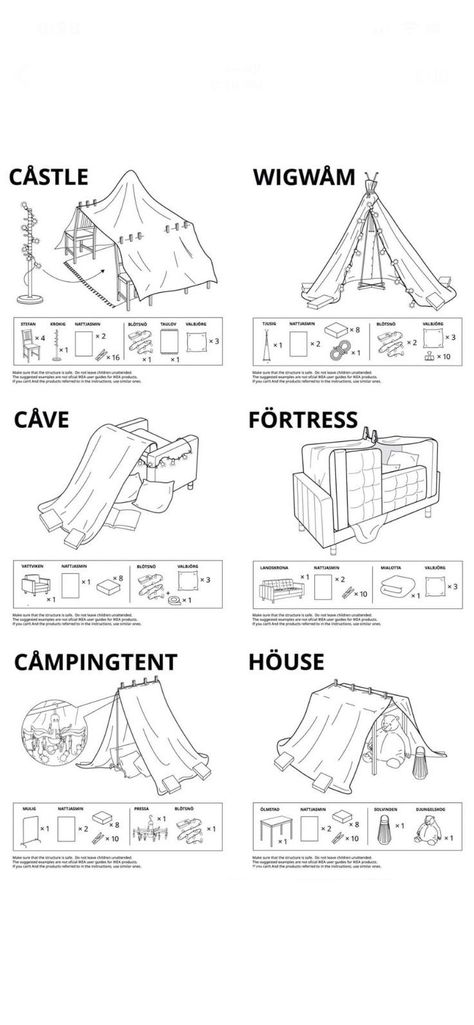 How To Make A Sofa Fort, Ikea Fort Instructions, Tent Making Ideas, How To Build A Tent With Blankets, How To Make A Den Indoors Blanket Forts, How To Build The Best Fort, Fort House Ideas, Building A Fort With Blankets, Home Tent Ideas