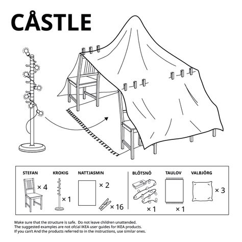 IKEA shows us 6 creative ways to build a blanket fort - IKEA Hackers Homemade Forts, Ikea Blankets, Living Room Fort, Pidżama Party, Ikea Instructions, Indoor Forts, Diy Fort, Pyjamas Party, Blanket Fort