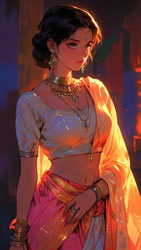 Ancient Indian Clothing, Prince Outfit Design, Indian Girl Drawing, Saree Sketch, Figures Reference, Indian Anime, Indian Outfits Modern, Saree Model, Figure Drawing Tutorial