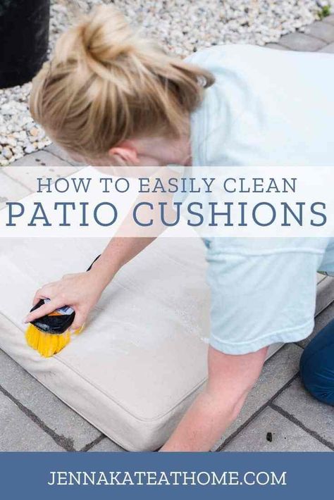 Clean Patio Cushions, Outdoor Patio Cushions, Outside Cushions, Clean Outdoor Furniture, Cleaning Outdoor Cushions, Clean Patio, Patio Cushions Outdoor, Diy Cleaning Solution, Lawn Furniture