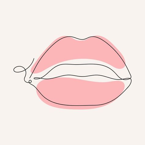 Continuous one Line drawing of Lips. Woman pink Lips logo for makeup. Minimalistic vector illustration for posters, cards, banner, template, design element, web. Logo Design For Lip Gloss, Lip Logo Design Ideas Aesthetic, Lips Illustration Art, Liptint Logo Design Ideas Minimalist, Lips Design Logo, Lip Line Drawing, Liptint Logo Template Aesthetic, Lipgloss Illustration, Lips Logo Design