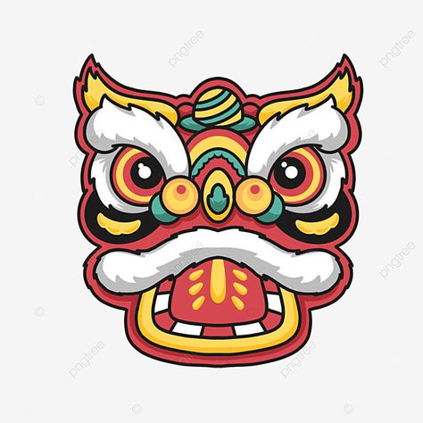 Chinese Mask Drawing, Chinese Lion Dance Drawing, Lunar New Year Dragon Drawing, Chinese Lion Drawing, Chinese Cartoon Characters, Lion Dance Drawing, Chinese Dancing Lion, Chinese New Year Drawing, Lion Dance Illustration