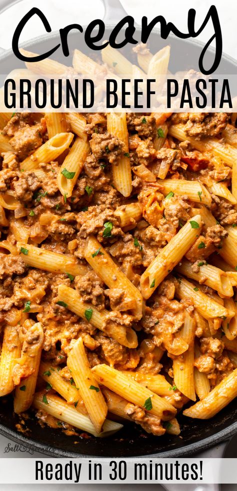 Essen, Crockpot Recipes Healthy Chicken, Dinner Recipes Chicken Crockpot, Creamy Ground Beef Pasta, Quick Recipes For Dinner, Creamy Ground Beef, Ground Beef Crockpot Recipes, Ground Beef Pasta Recipes, Recipes Using Ground Beef