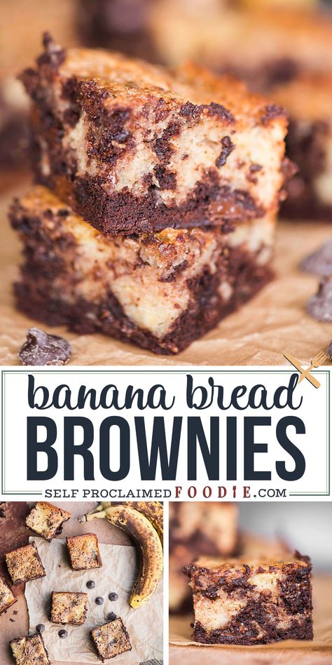 Banana Bread Brownies, Banana Brownies, Banana Bread Recipe Moist, Brownies Recipe Homemade, Banana Dessert Recipes, Moist Banana Bread, Go Bananas, Banana Dessert, Chocolate Banana Bread