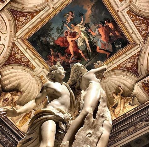 "Apollo and Daphne" by Bernini at Galleria Borghese (pic by @vittoria.sichetti via @museitaliani ) - This is a life-sized Baroque marble #sculpture by Italian artist Gian Lorenzo Bernini executed between 1622 and 1625. Housed in @galleriaborgheseufficiale in Rome the work depicts the climax of the story of Daphne and Phoebus in Ovid's Metamorphoses #art #italy #artcourse #studyabroad #arte #italia #scultura #escultura #studiainitalia #cursodearte #bernini #love #valentines #sanvalentino #cupid # Dramatic Arts Aesthetic, Statue Illustration, Statues Aesthetic, Museum Statues, Statue Museum, Apollo And Daphne, Galleria Borghese, Gian Lorenzo Bernini, Lorenzo Bernini