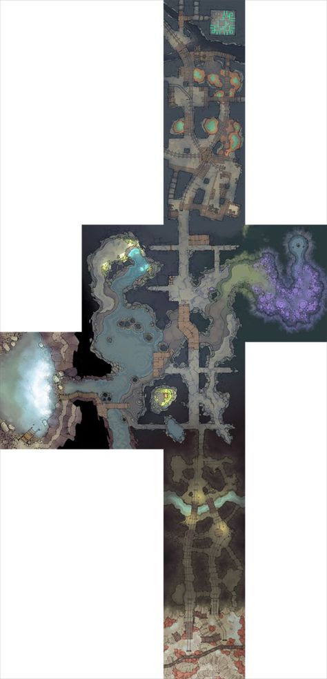 The Abandoned Tunnels and connecting battle maps Dungeon Map, Dnd Backgrounds, Underground Map, Fantasy City Map, Dnd World Map, Fantasy World Map, Tabletop Rpg Maps, Rpg Map, Lake Map