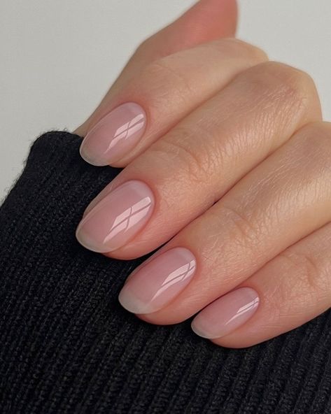 Transparent Nails Acrylics, Muted French Manicure, Short Rounded Nails, Natural French Manicure, Natural Nail Tips, Best Summer Nail Color, Nail Routine, Shape Ideas, Sheer Nails