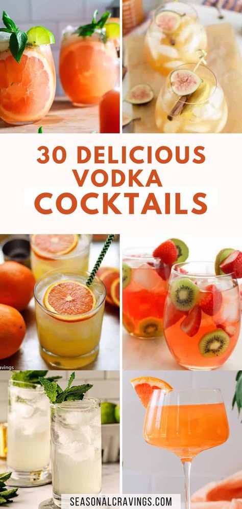 Looking for a way to add some excitement to your cocktail game? Look no further than vodka! This beloved and highly versatile spirit makes the perfect base for delicious and refreshing cocktails. I've collected the most exciting vodka cocktail recipes to elevate your next at-home happy hour! There's a vodka cocktail recipe for you, from sweet and fruity flavors, or something bold and savory. Fancy Vodka Drinks, Fun Cocktails With Vodka, Fruity Vodka Cocktails, Refreshing Vodka Drinks, Fruity Vodka Drinks, Vodka Sour Recipe, Craft Cocktail Recipes, Refreshing Vodka Cocktails, Vodka Drinks Easy