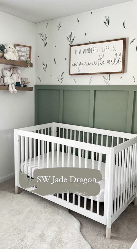 Green Baby Nursery, Green Baby Room, Nursery Accent Wall, Baby Nursery Inspiration, Baby Room Themes, Baby Room Neutral, Baby Boy Room Decor, Baby Room Inspiration