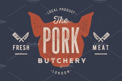 Pig, pork. Poster for Butchery #ad , #poster#print#Butchery#shop Butcher Branding, Pig Restaurant, Pig Silhouette, Pig Logo, Head Silhouette, Pig Illustration, Meat Shop, Dining Design, Typography Lettering