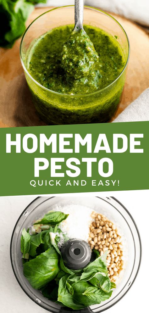 Healthy Homemade Pesto, How To Make Fresh Pesto, Pesto Easy Recipe, Pesto Food Processor, Pesto Recipe For Canning, Diy Pesto Easy, How To Make Your Own Pesto, Healthy Homemade Condiments, Homemade Pesto Recipe Easy