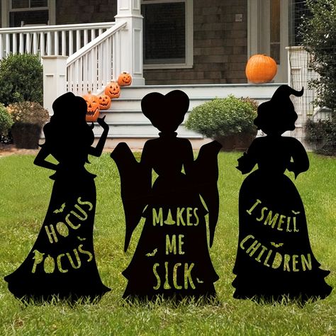 Faster shipping. Better service Witch Halloween Decorations, Hocus Pocus Halloween Decor, Halloween Gravestones, Sisters Black, Witch Sisters, Halloween Yard Signs, Halloween Silhouette, Hocus Pocus Witches, Halloween Decorations Outdoor