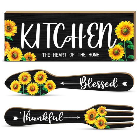 Sunflower Room, Pineapple Kitchen Decor, Pineapple Kitchen, Rustic Vintage Decor, Sunflower Wall Decor, Kitchen Decor Signs, Eat Sign, Sunflower Kitchen Decor, Decor For Kitchen