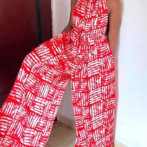 The fun thing about our Adire material is that; you can create fun and interesting styles with any of our Adire material. Swipe to see some styles that you can recreate ❤️🫶🏾 Have a beautiful weekend ❤️ #adirestyles #adirefashion #adireafricantextiles #adirestyles #adirelovers Wide Leg Ankara Jumpsuit, Palazo Jumpsuits For Ladies, Ankara Romper Jumpsuits, Pallazo Jumpsuit Styles, Halter Neck Jumpsuit Outfit, Silk Jumpsuit Outfit, Ankara Jumpsuit Outfit, Loss Dress, Ankara Jumpsuits For Women