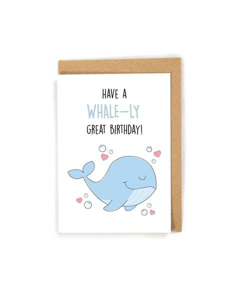 Beer Birthday Cards, 1st Anniversary Cards, I Miss You Card, Anniversary Cards For Boyfriend, Whale Birthday, Punny Valentines, Watercolor Patterns, Ocean Birthday, Condolence Card