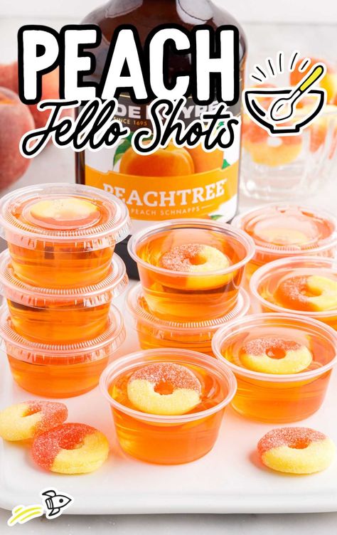 Peach Shots, Fruit Jello Shots, Peach Jello Shots, Vodka Jello Shots, Lemonade Jello Shots, Easy Jello Shots, Best Jello Shots, Peach Jello, Jello Shots Recipe