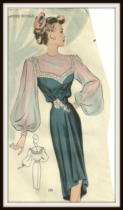 bustline 40s Fashion, Istoria Modei, Patron Vintage, Vestidos Retro, Fashion 1940s, Vintage Dress Patterns, Mode Chic, Vintage Gowns, Colorful Candy