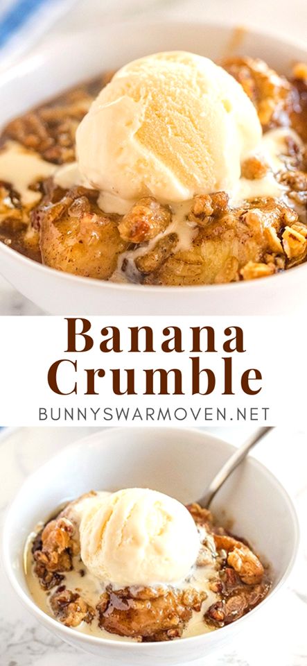 Banana Crumble, Warm Desserts, Fest Mad, Banana Dessert Recipes, Banana Dessert, Banana Split, Banana Recipes, How Sweet Eats, Eat Dessert