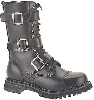 Steel- toed ShitKicker Boots - perfect for a stroll through the Zombie Apocalypse Steampunk Boots, Demonia Boots, Black Leather Combat Boots, Combat Boots Men, Goth Boots, Gothic Boots, Demonia Shoes, Bee Costume, Gothic Shoes