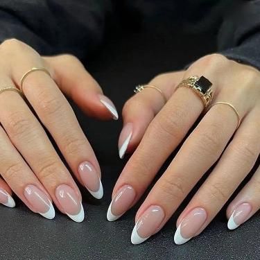 Save your money for some cute purse those ones are only $15!! Colourful Nails, Oval French Tip Acrylic Nails, Wedding French Tip Nails Brides, Two Color French Tip Nails, Pink Stiletto Nails, White Tip Nails, Nagel Tips, Colorful Nails, Manicure Tips